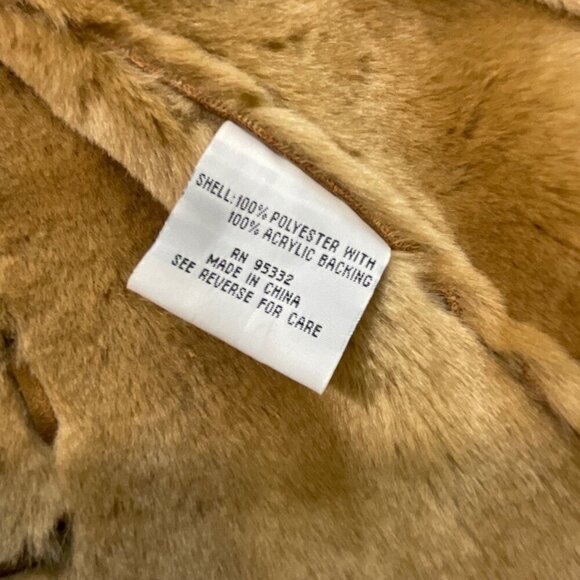 VTG RP Sport Regent Park Jacket Y2K Womens‎ L Cognac Faux Suede Fur Boho Western - Picture 7 of 12